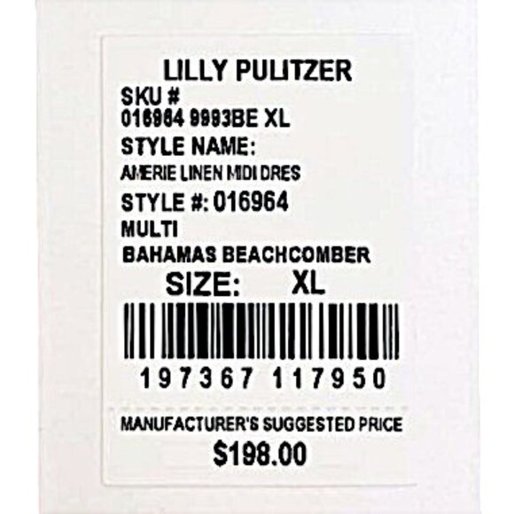 Lilly Pulitzer Amerie Linen Midi Dress in "Bahamas Beachcomber" NWT - X-Large - Picture 6 of 7
